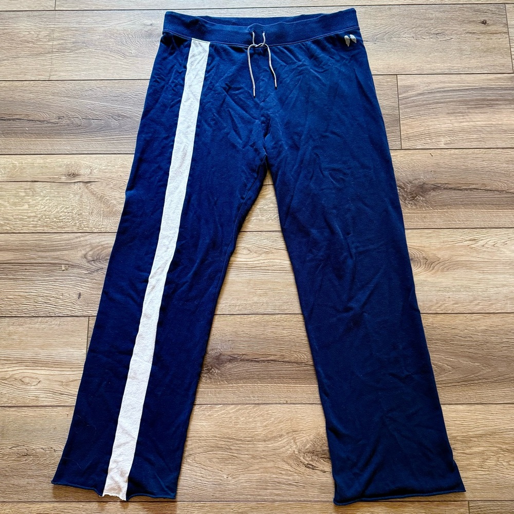 Victoria’s Secret Blue White Stripe Flair Leg Sweatpants Angel Wings Medium LONG